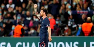 Lionel Messi luego de convertir su primer gol con el PSG