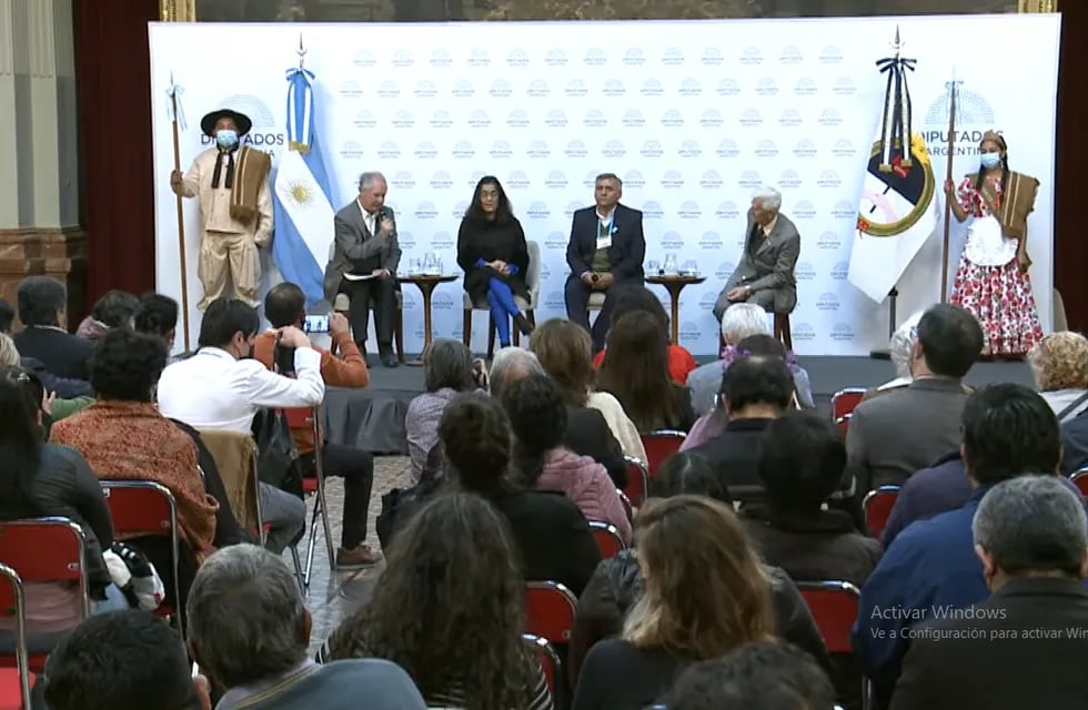 Eduardo Barcelona, Carolina Moisés, Luis Vega y Julio Ferreyra, en el segundo panel de la jornada cultural celebrada en el Congreso de la Nación.