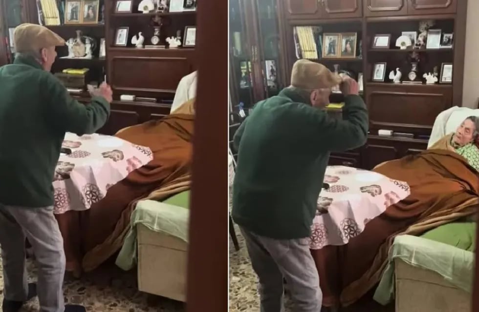 Un abuelo es captado por sorpresa bailandole a su esposa con alzheimer para animarla