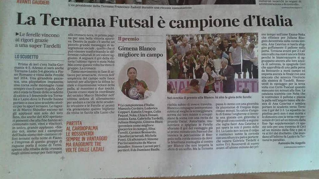 La mendocina Gimena Blanco, única jugadora en ganar cuatro Scudettos de Futsal en Italia