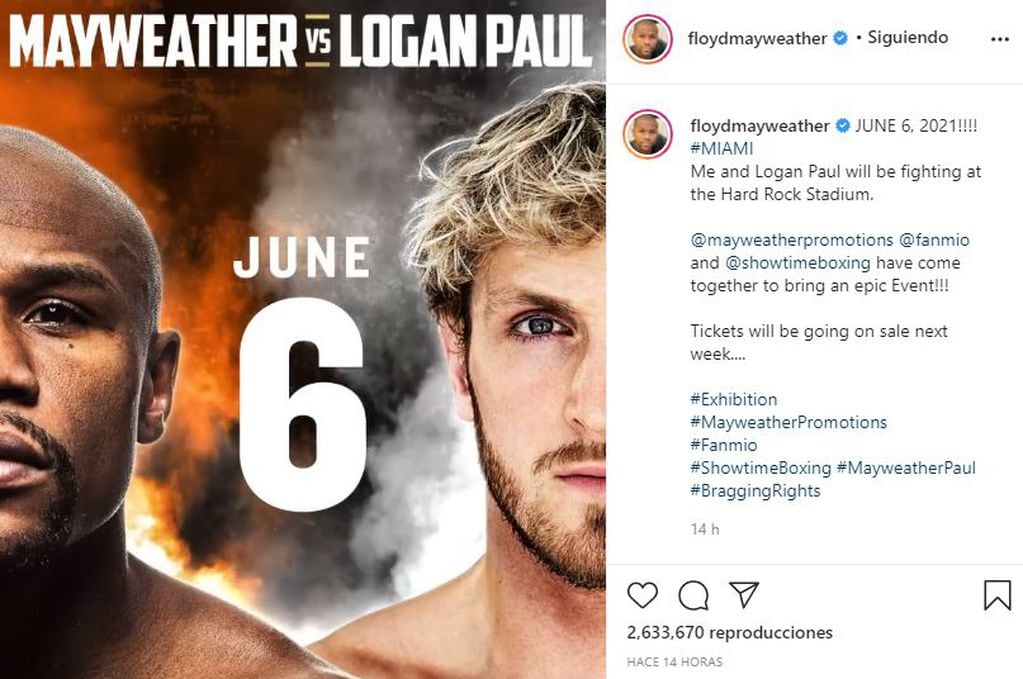 Fecha confirmada para Floyd Mayweather vs Logan Paul.