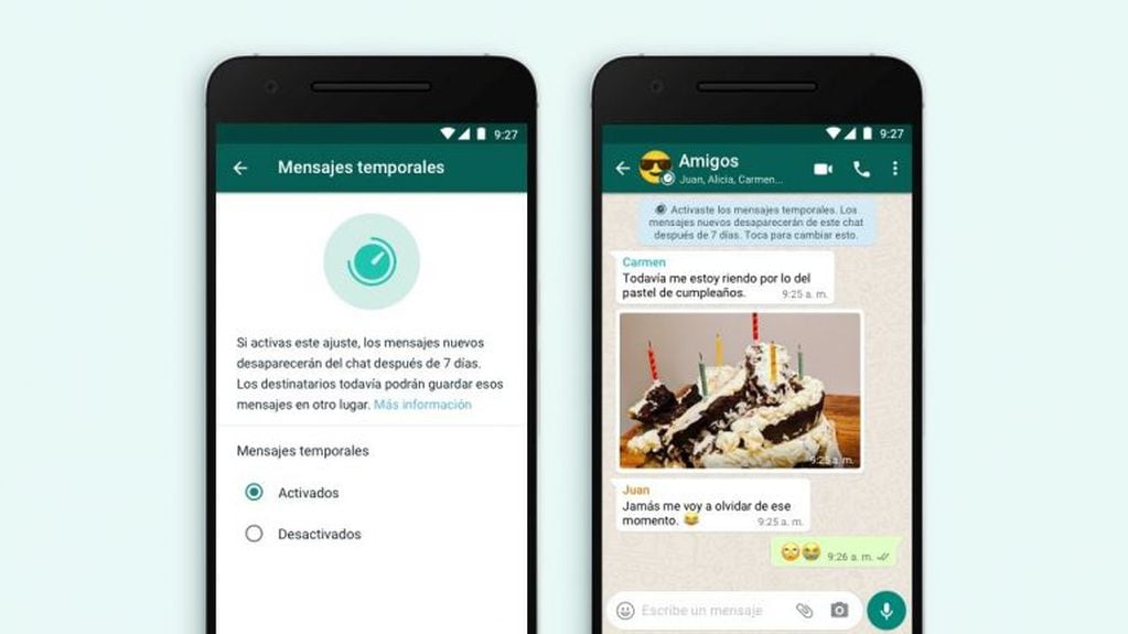 Mensajes de desaparecen en WhatsApp (DPA)