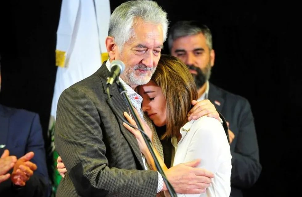 Alberto Rodríguez Saá y Natalia Spinuzza, emocionados.