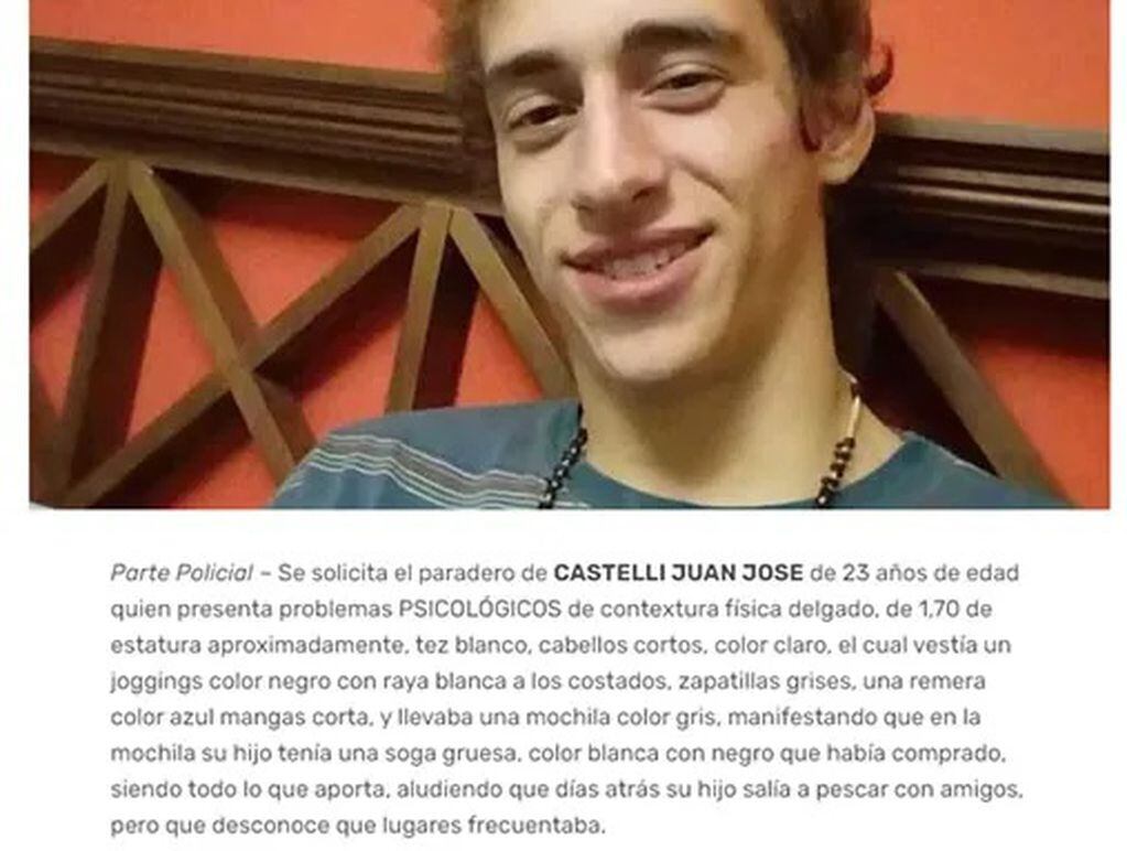 Informe policial. Juan Castelli fue encontrado en el ingreso de la Sociedad Rural Río V.