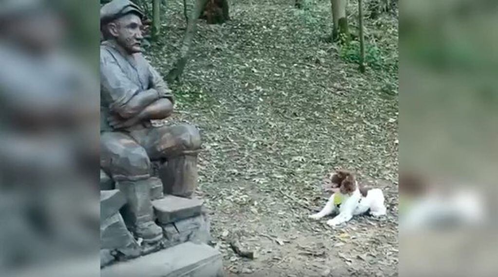 Confundió a su dueño fallecido con una estatua y su reacción conmovió a todos en internet (Foto: Captura de video)