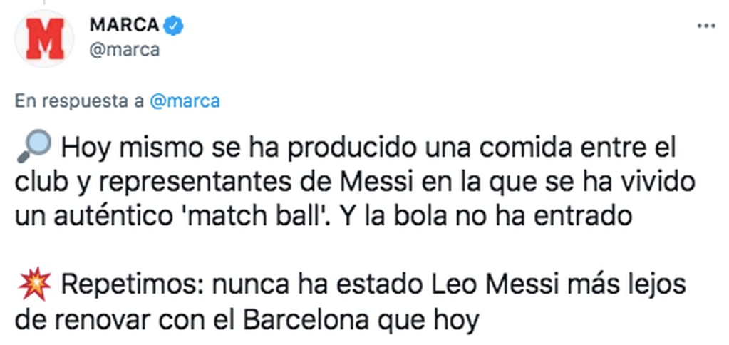 El anuncio del diario Marca sobre el futuro de Lionel Messi.