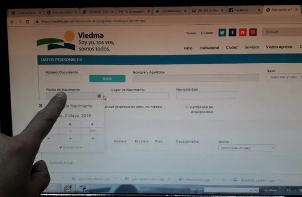 Imagen ilustrativa de la página web para acceder a los lotes municipales de Viedma.