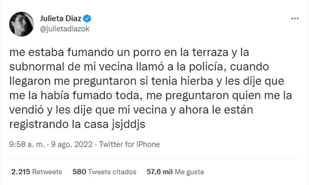 Los llamativos tuits de Julieta Díaz