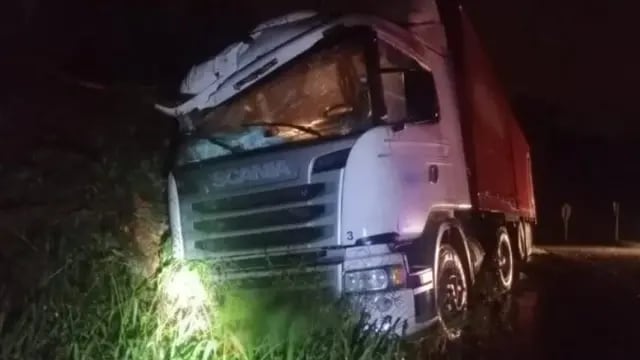 Accidente vial en Guaraní: un camión despistó y su conductor logró salir ileso