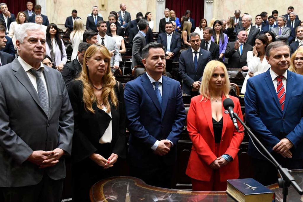 Jura de Diputados: Carlos Gutiérrez, Alejandra Torres, Gabriel Bornoroni y Juan Brügge. (La Voz)