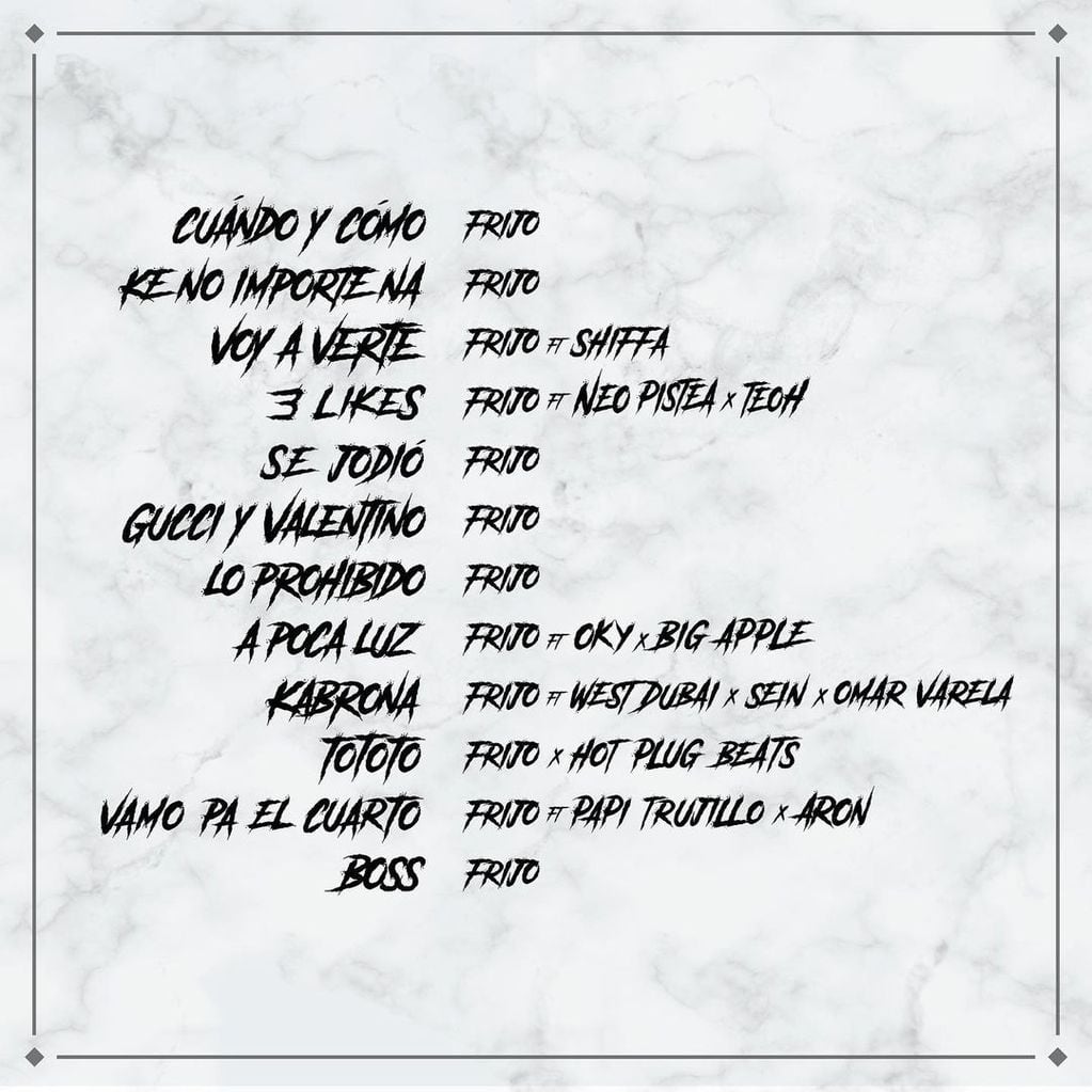 Frijo compartió el tracklist de su nuevo álbum "Frijo".