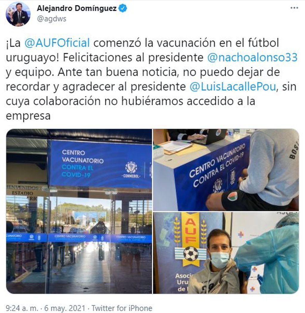 Uruguay y Paraguay empezaron con la campaña de vacunación de Conmebol.