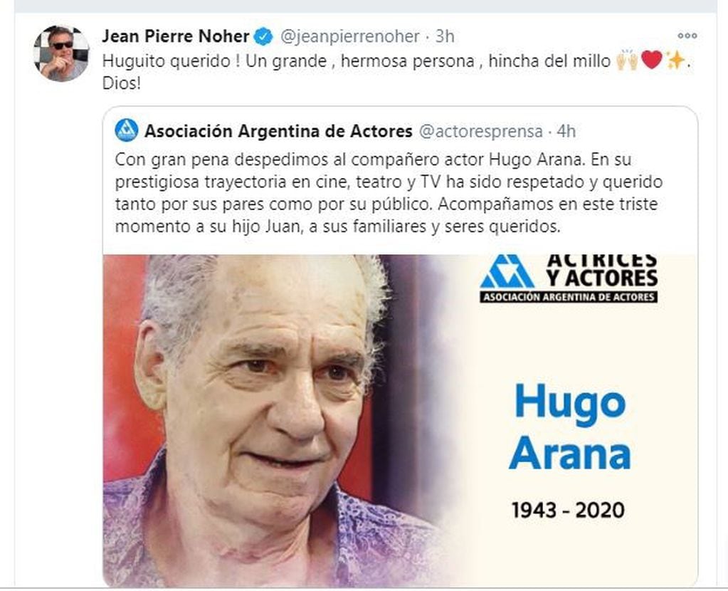 Los famosos despiden a Hugo Arana (Web)