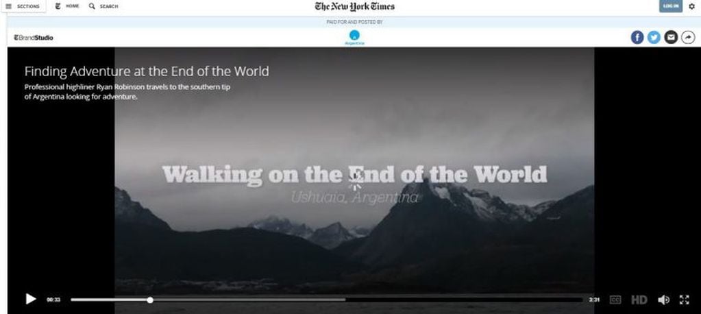 Ushuaia en el New York Times