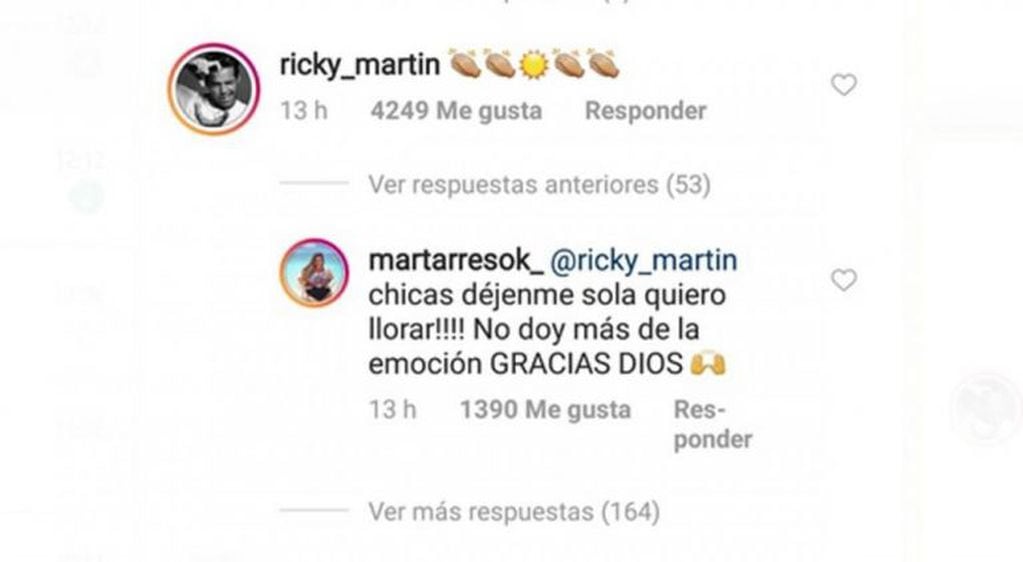 El comentario de Ricky Martin en el posteo de Mar Tarrés.