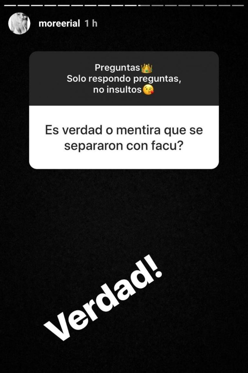 Morena Rial confirmó que está "separadísima" de Facundo Ambrosioni (Foto: Instagram)