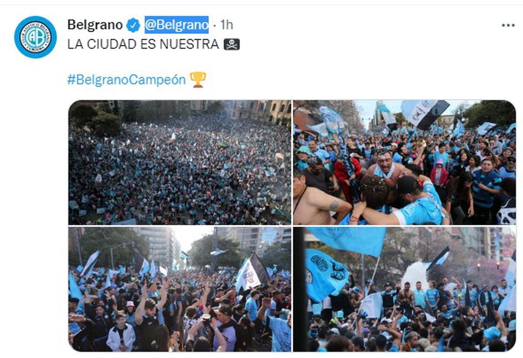 Un carnaval Celeste por el ascenso de Belgrano. Este lunes, más festejos.