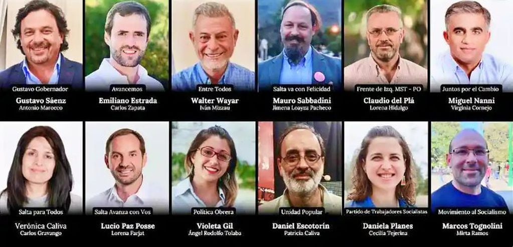 Estos son los candidatos a gobernador y vicegobernador en la provincia de Salta.