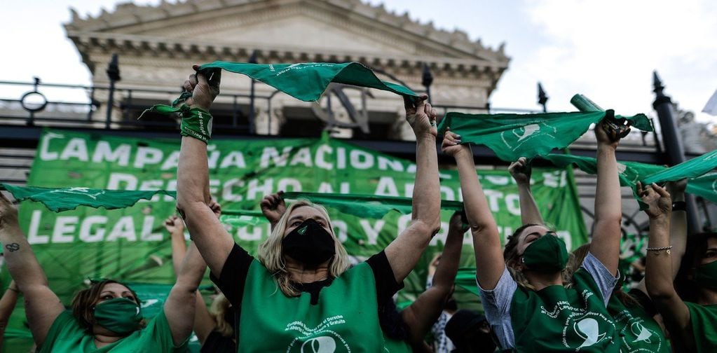 La manifestación a favor del Proyecto de ley sobre el Aborto legal frente al Congreso de la Nación.