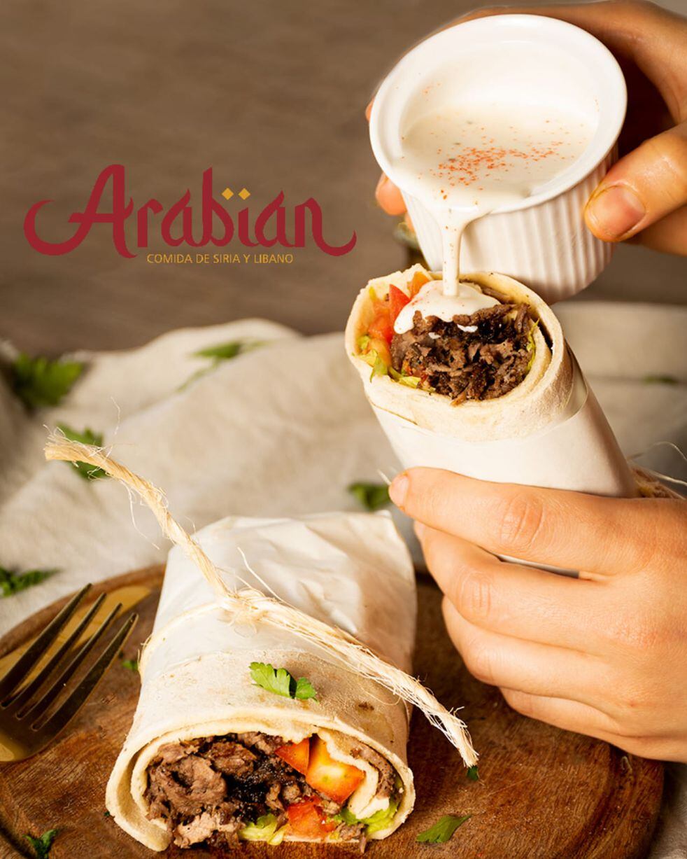 Uno de los platos típicos de "Arabian", el emprendimiento de comida árabe y libanesa que tienen Haneen y Besim en La Pampa.