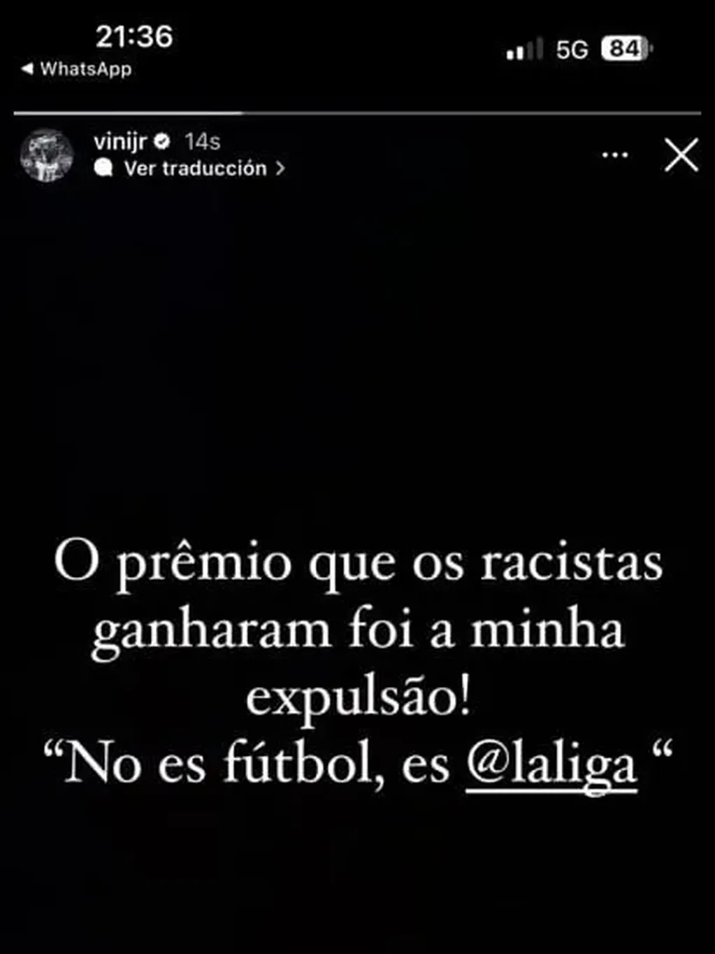 El duro mensaje de Vinicius Jr a La Liga.