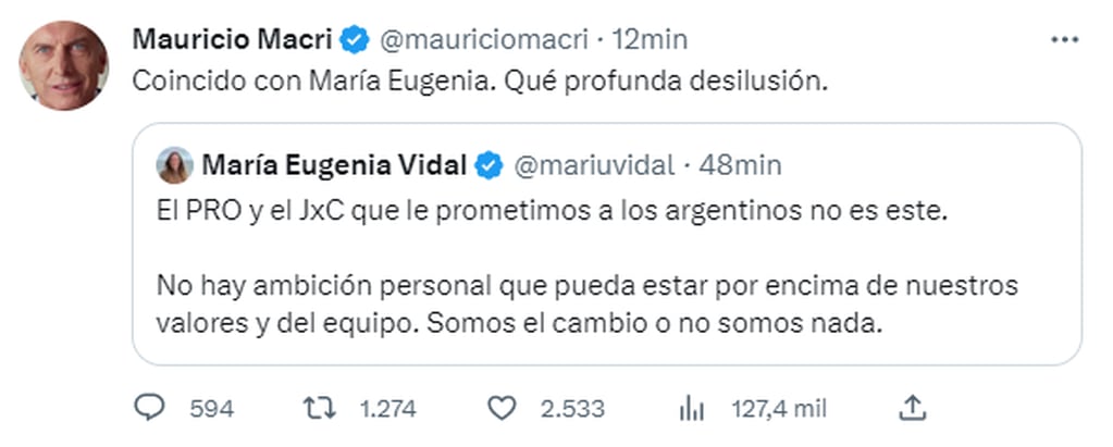 La reacción de Mauricio Macri ante el anuncio de Larreta.