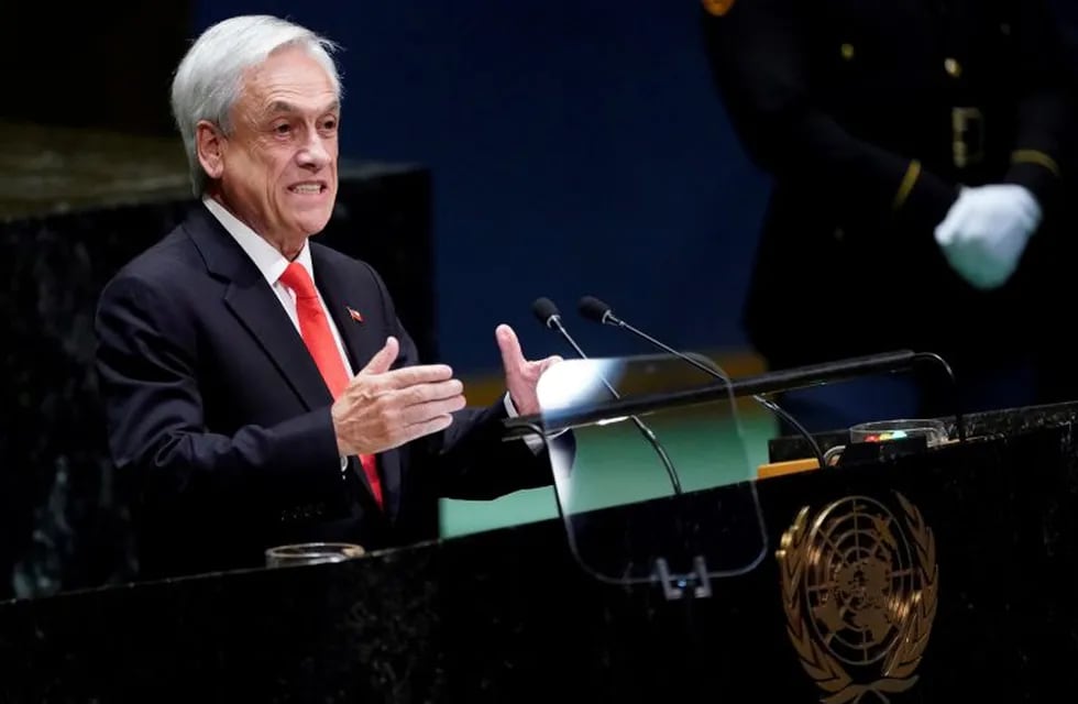 FILE PHOTO: Chile's President Sebastian Pinera addresses the 74th session of the United Nations General Assembly at U.N. headquarters in New York City, New York, U.S., September 24, 2019. REUTERS/Carlo Allegri/File Photo