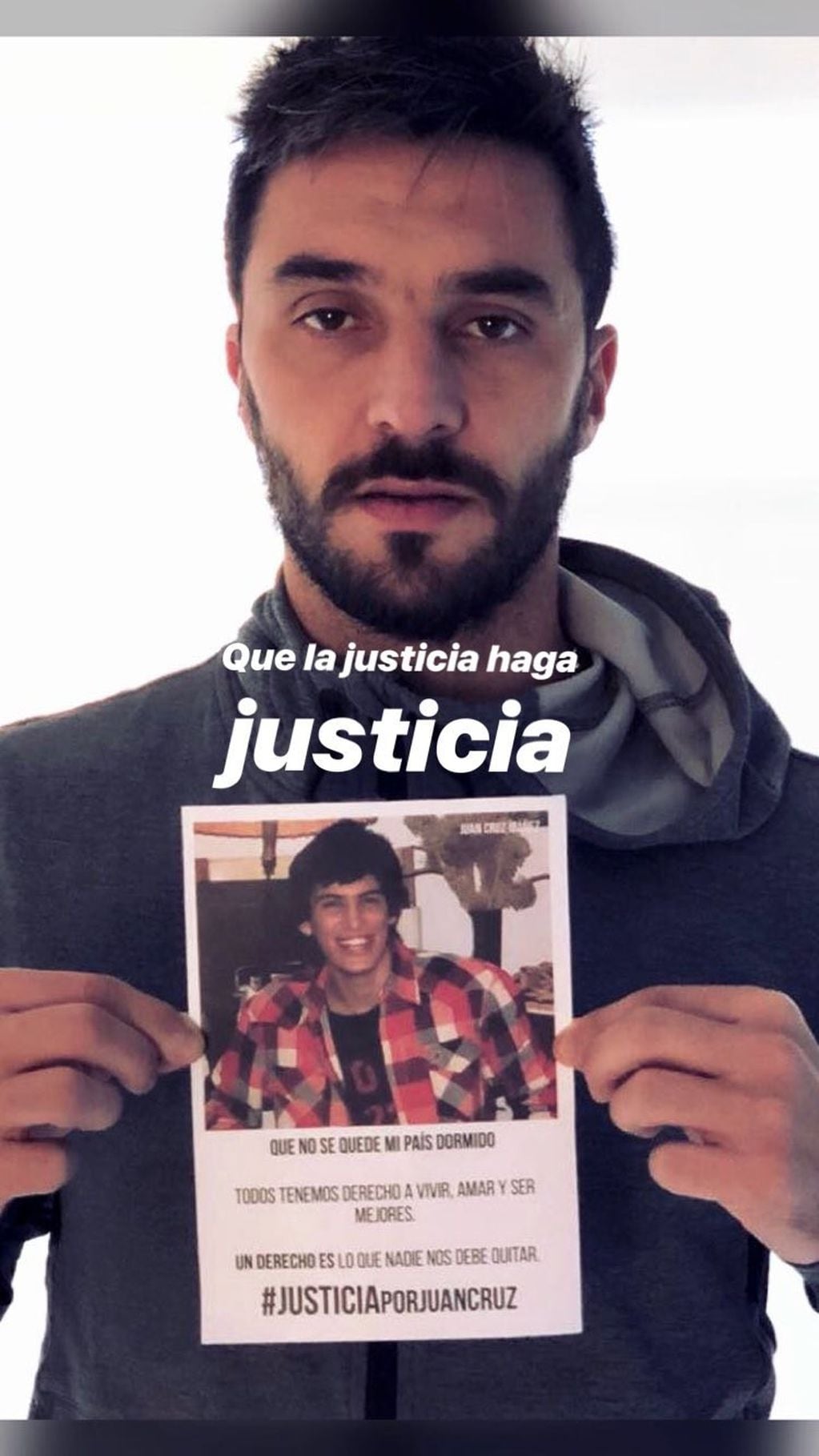 Ignacio Scocco se sumó a la campaña para pedir justicia por el crimen de Juan Cruz Ibáñez. (@nachoscocco32)