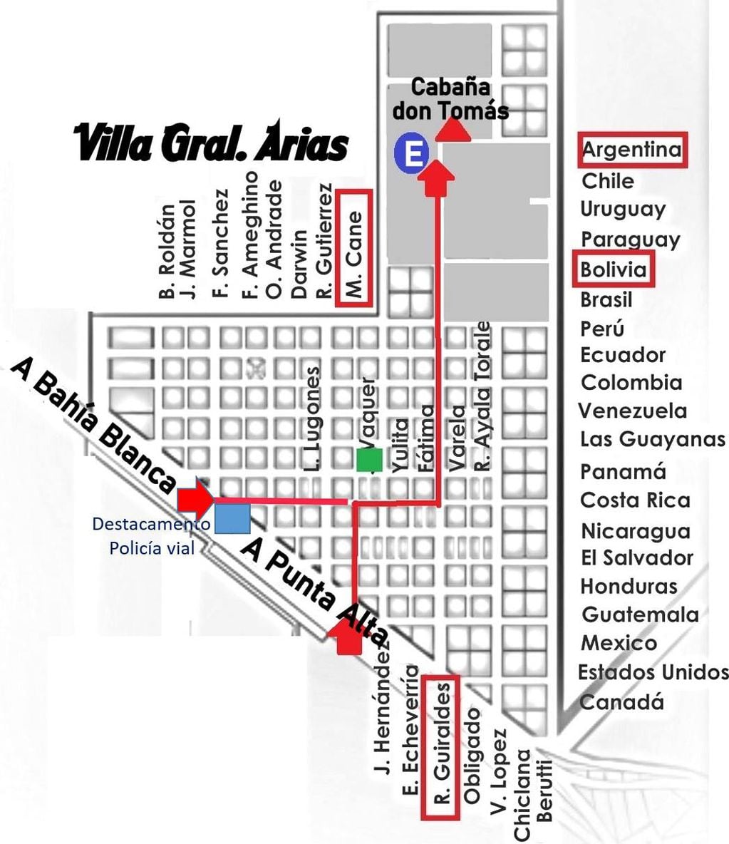 Mapa para llegar a la Feria rural de Villa Arias