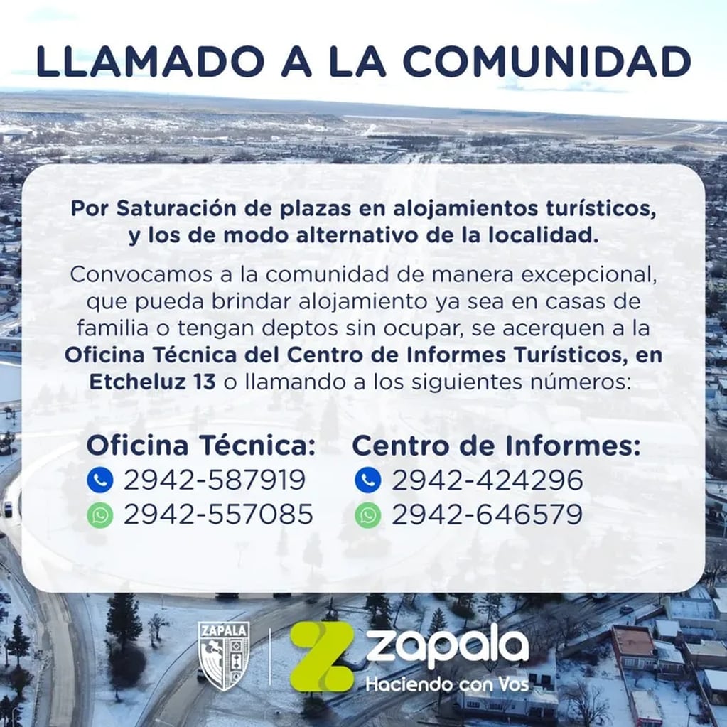 El comunicado que lanzó la municipalidad de Zapala.