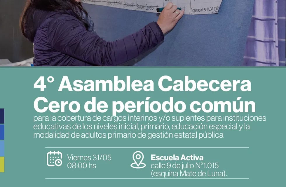 4° ASAMBLEA CABECERA CERO: Inicial, Primaria, Educación Especial y la modalidad de Adultos Primario.