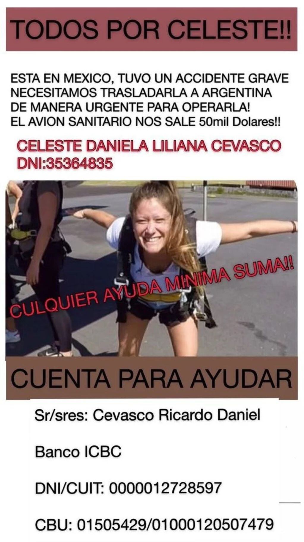 Ceeste Daniela Cevasco, accidentada en Holbox, México (Clarín)
