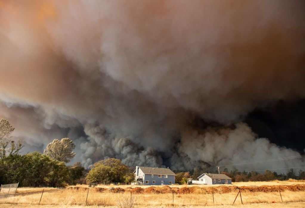 El humo del fuego se ve a varios kilómetros de distancia. Foto: AFP.