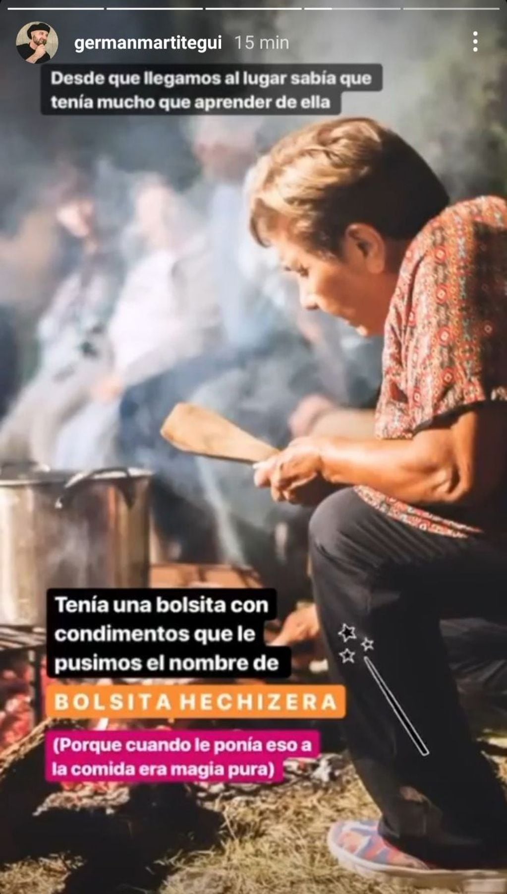 Florinda Cuenca cocinando la chanfaina. Instagram.