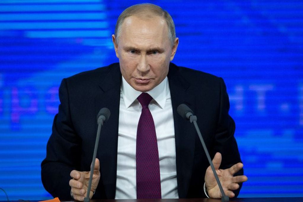 Presidente ruso Vladimir Putin durante la conferencia anual en Moscú