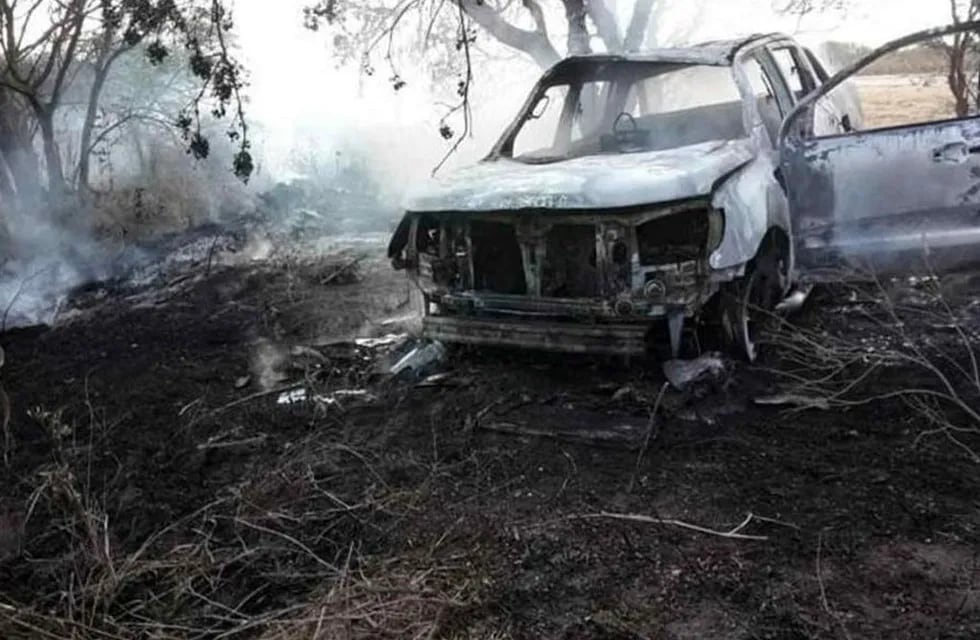 La camioneta incendiada de Verónica fue hallada en la banquina de la ruta provincial 13, cerca de Villa del Rosario.