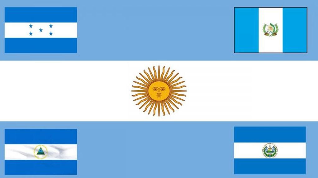 Los países de centroamérica tomaron la Bandera Argentina para confeccionar las suyas.