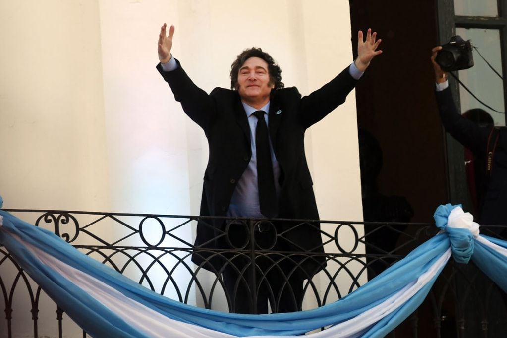 El presidente Javier Milei en el acto por el acto 25 de mayo en el Cabildo de Córdoba.