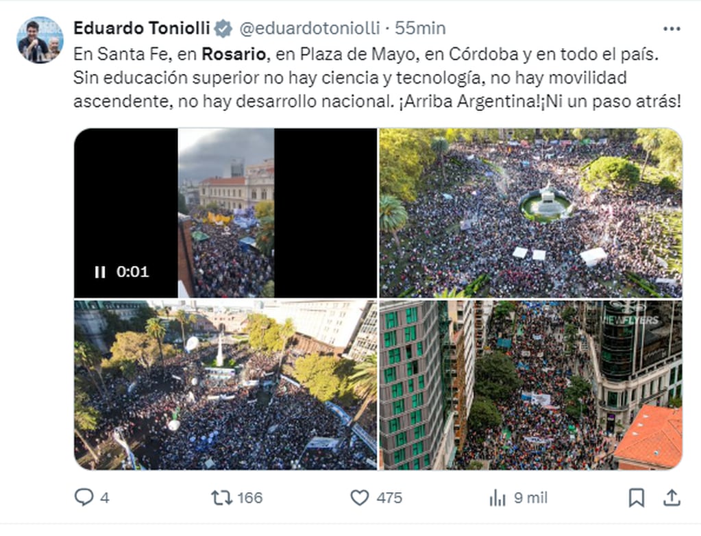 La política se pronunció sobre la marcha federal universitaria en Rosario.