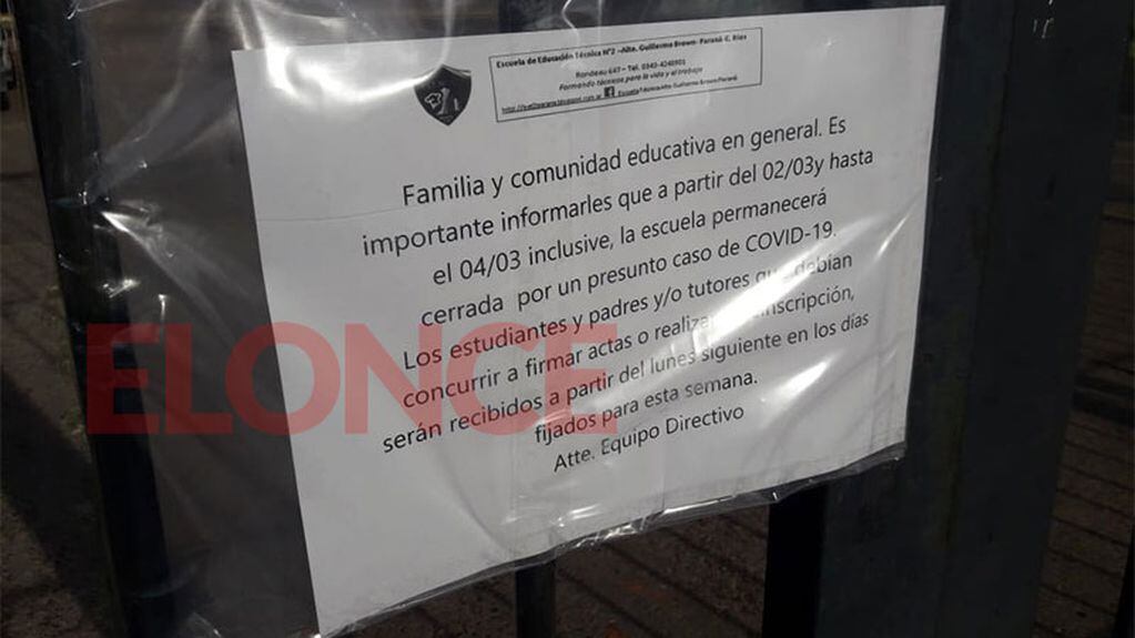 La escuela permanecerá cerrada hasta el jueves