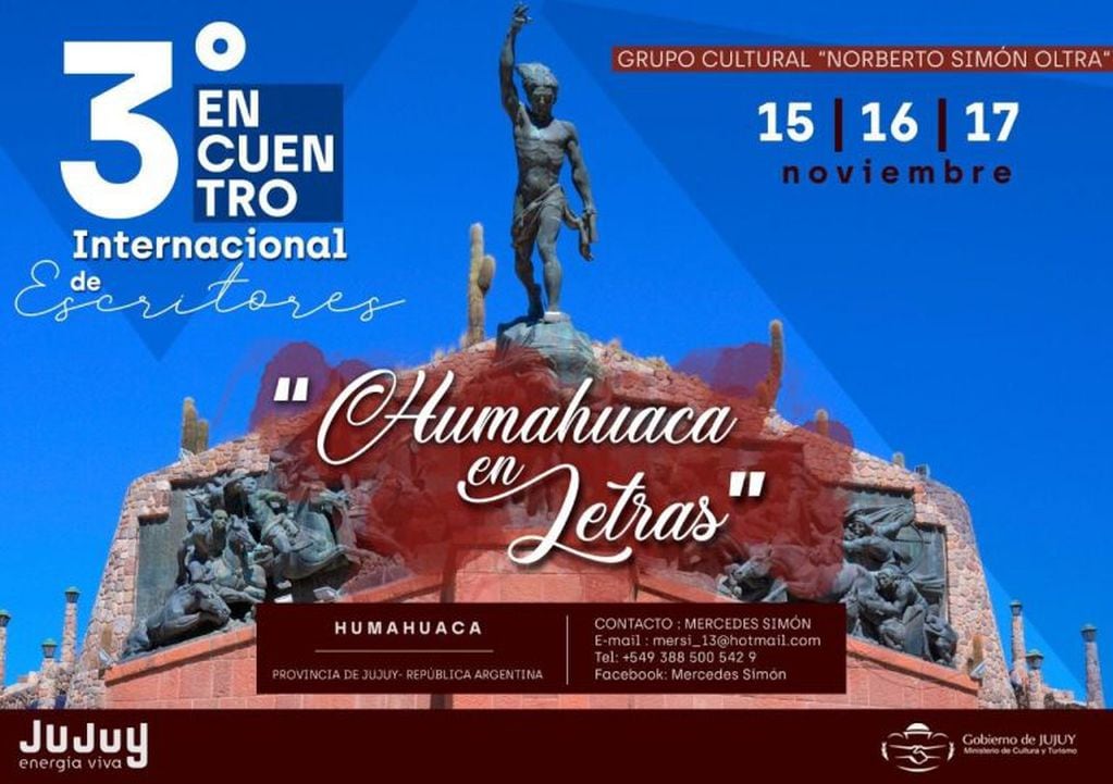 Afiche que anuncia el 3er. Encuentro Internacional de Escritores "Humahuaca en letras", en Jujuy.