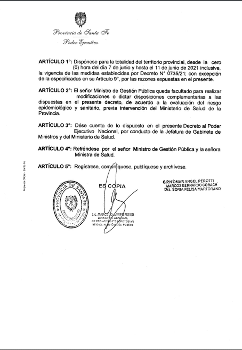 Renovación del decreto para no presencialidad en las aulas hasta el 11 de junio. Gobierno de Santa Fe.