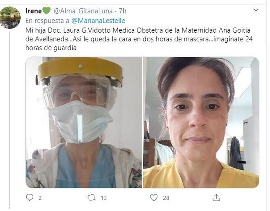 La doctora Marina Lestelle y la concientización sobre la pandemia en Twitter (Twitter)