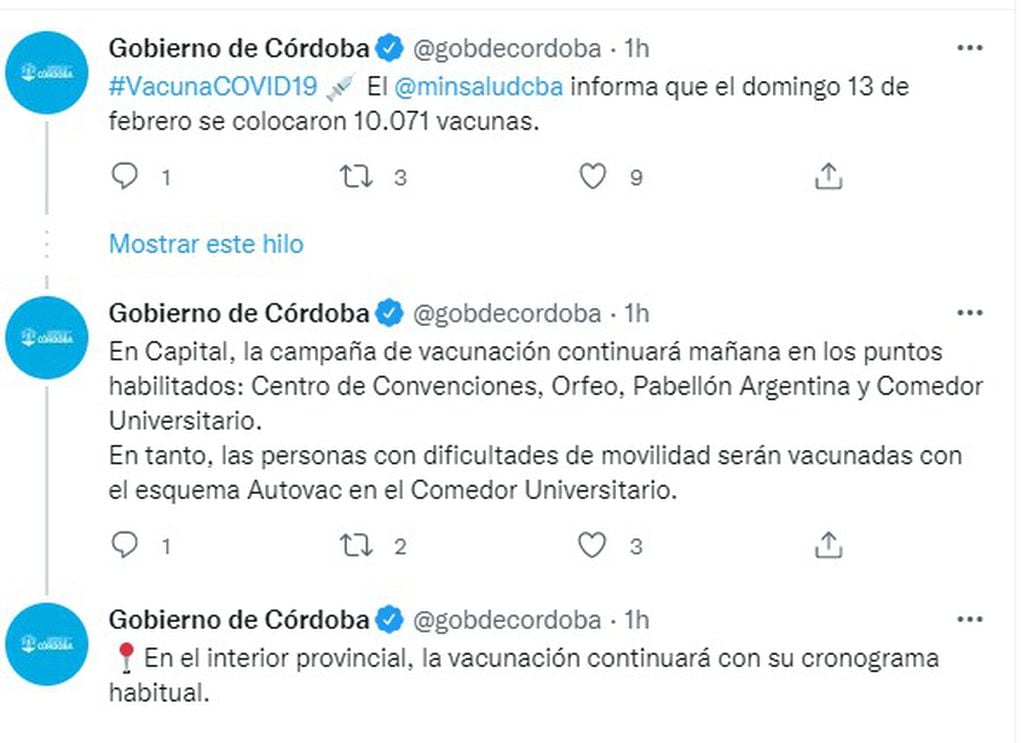 La campaña de vacunación sigue este lunes en Córdoba.