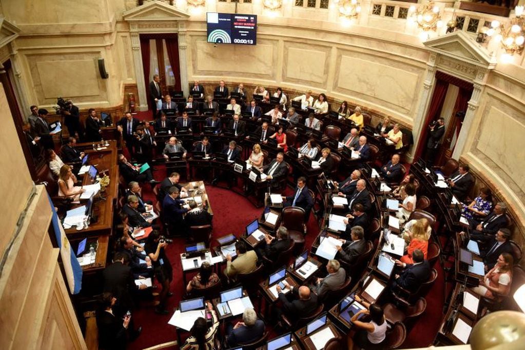 En el recinto del Senado se debate la ley del gobierno de Alberto Fernández para la reestructuración de la deuda. (EFE)