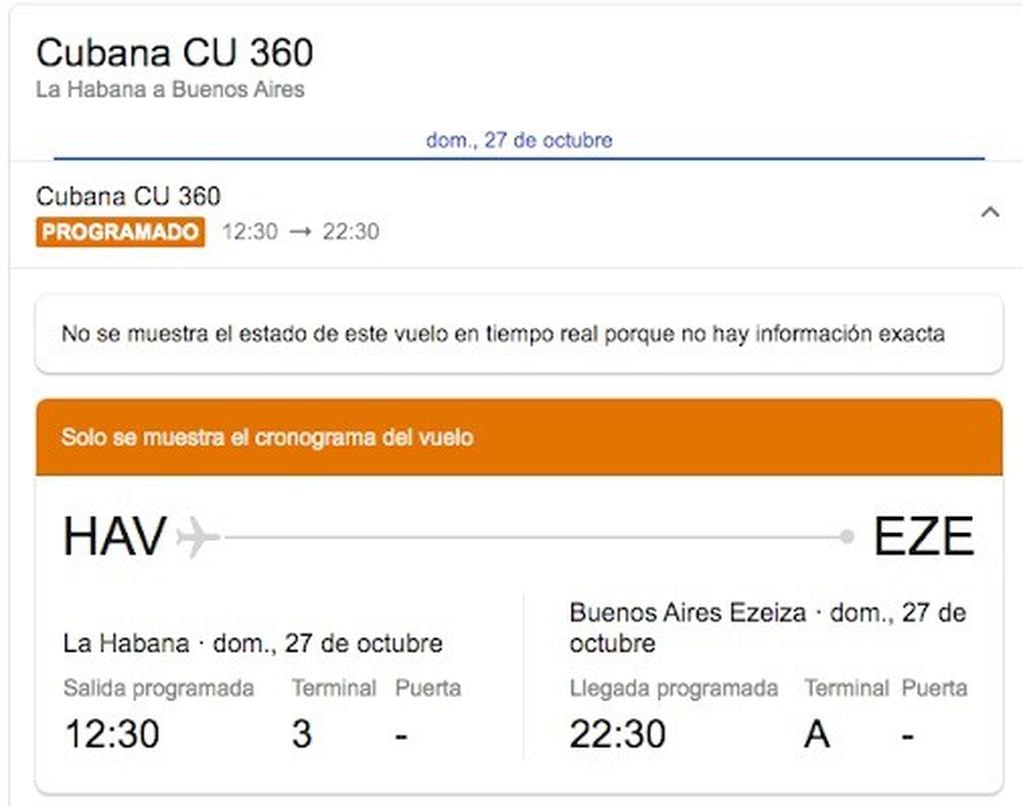 Es falso el pasaje de avión que muestra que Florencia Kirchner viajó a la Argentina el 27 de octubre último. (Reverso)