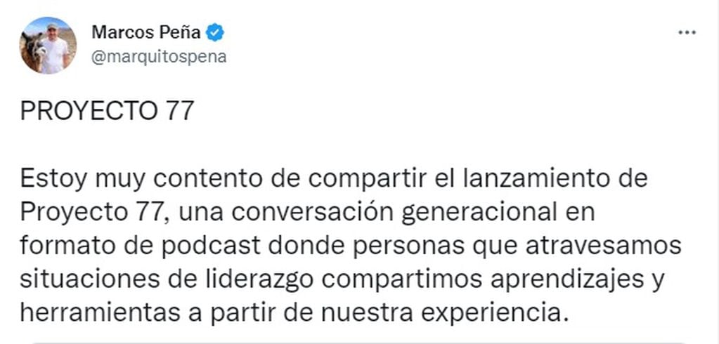 Marcos Peña lanzó su proyecto en Twitter.