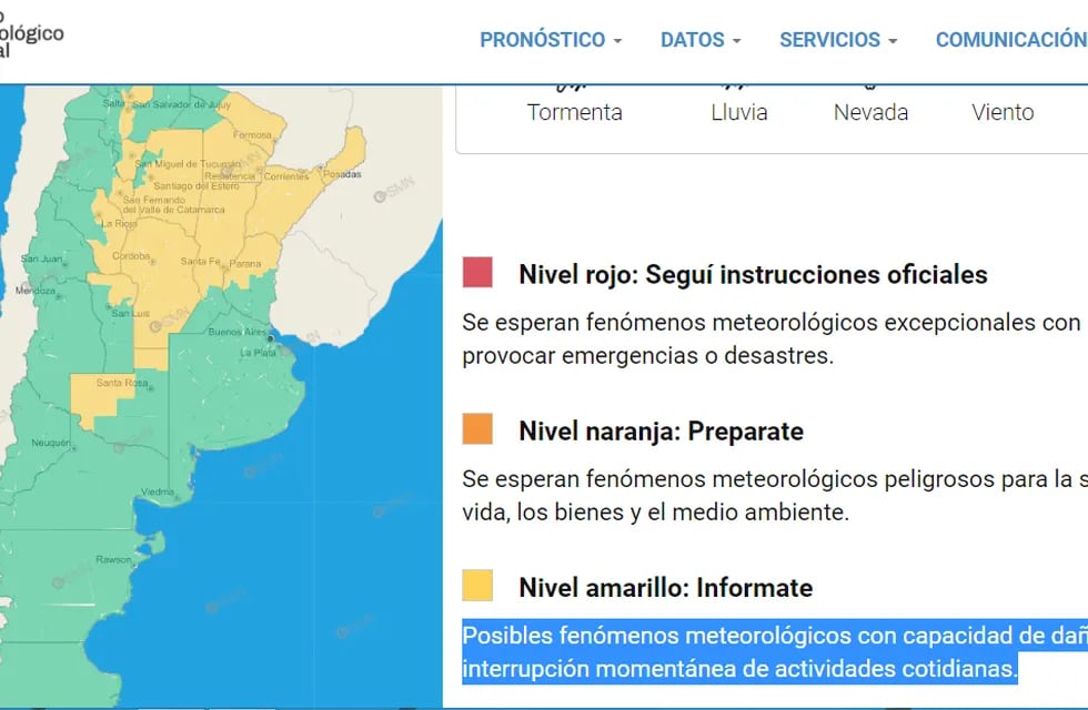 El Servicio Meteorológico Nacional prevé lluvias y tormenta para la región del NEA.