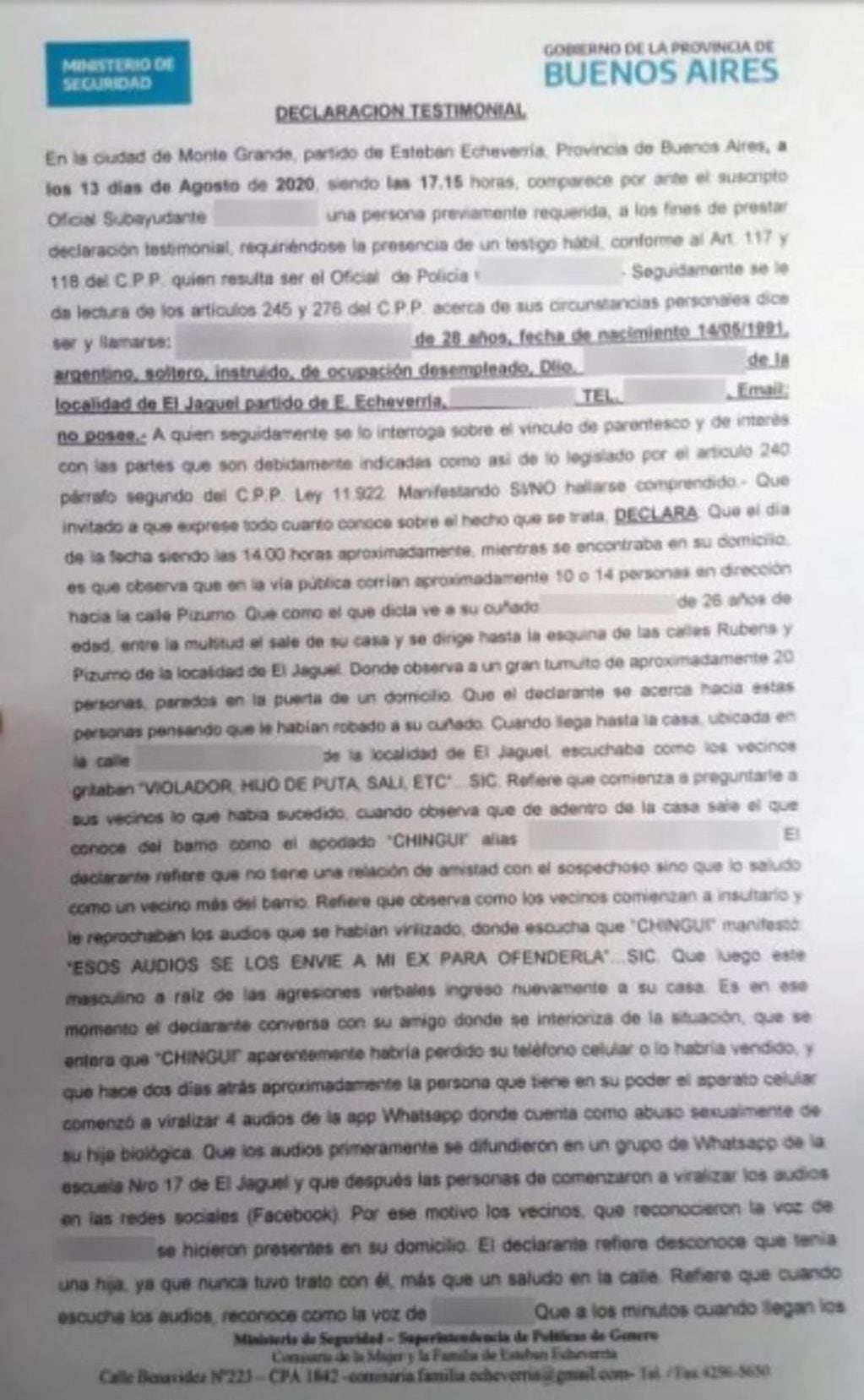 Detención del presunto violador de su hija, Jorge Adrián Cardozo (Web)