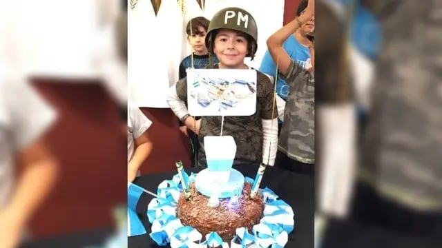 Un niño cumplió 10 años y eligió que su fiesta tenga la temática de Malvinas.